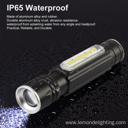 Camping Usage Aluminum LED USB Rechargeable Torch Light